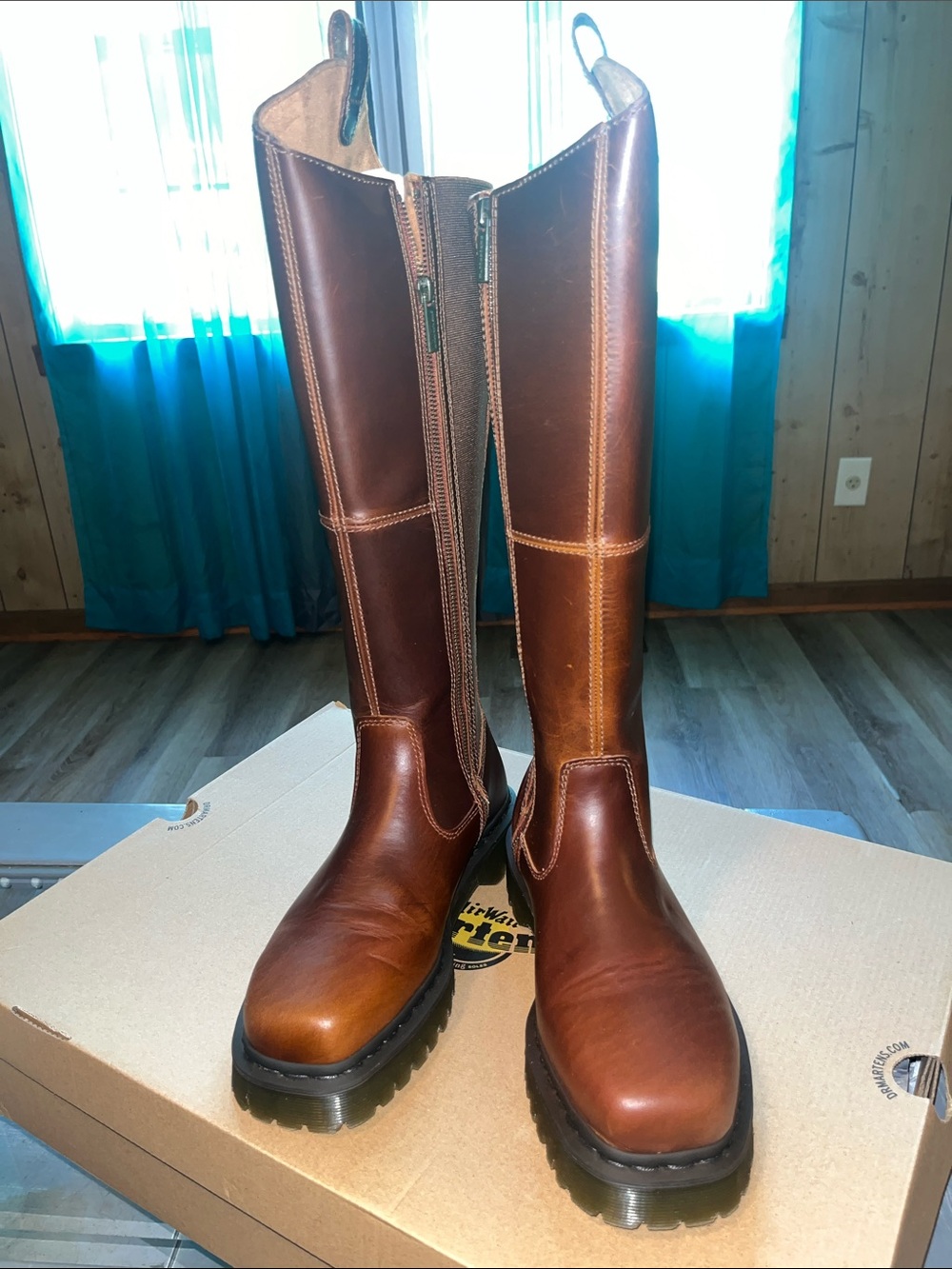 Dr. Martens Brown Leather Knee-High Boots (Amaayah Hi) - Picture 2 of 8